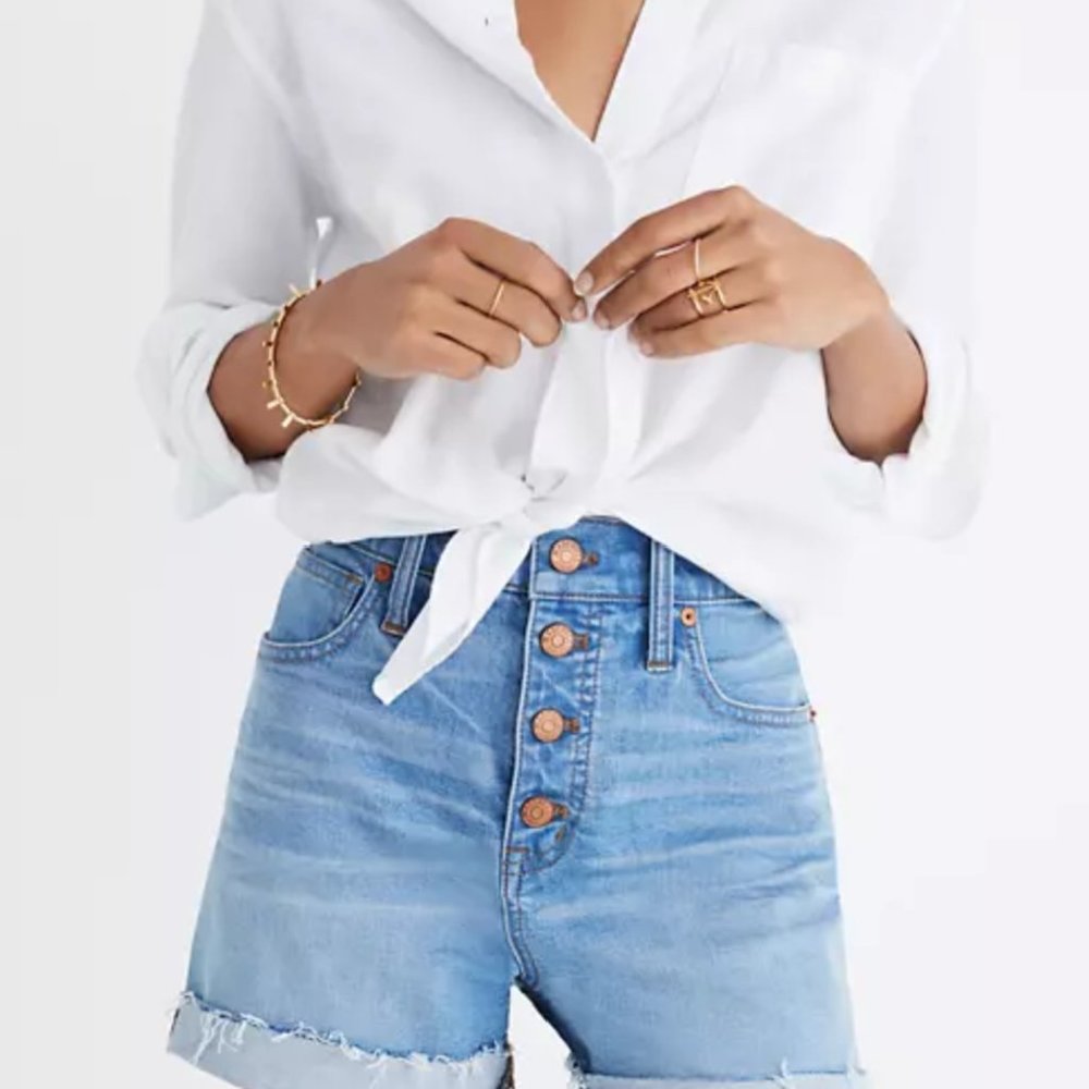 Madewell High Rise Denim Shorts Button-Front